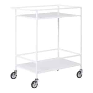 HOUSE NORDIC Vita barvogn, m. 2 hylder og hjul - hvid melaminfolie og hvid stål (68x40)