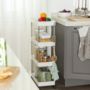 Rullevogn - hvid opbevaringsvogn med 4 hylder 40 x 22 x 86 - Køkkenudstyr - Daily-Living