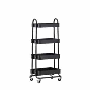 VENTURE DESIGN Manaus rullebord, m. 4 hylder - sort stål (46x34)