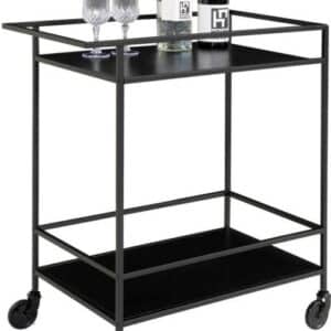 Valencia 68 cm barvogn i sort metalstel og med 2 hylder.