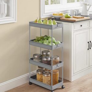 Rullevogn - grå opbevaringsvogn med 4 hylder 40 x 22 x 86 - Køkkenudstyr - Daily-Living