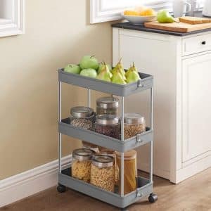 Rullevogn - grå opbevaringsvogn med 3 hylder 40 x 22 x 60 - Køkkenudstyr - Daily-Living