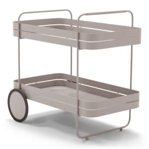SPINDER DESIGN Gin & Trolley serveringsvogn, m. 1 hylde og hjul - silky taupe stål (42x74)