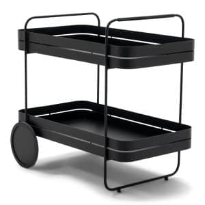 SPINDER DESIGN Gin & Trolley serveringsvogn, m. 1 hylde og hjul - sort stål (42x74)
