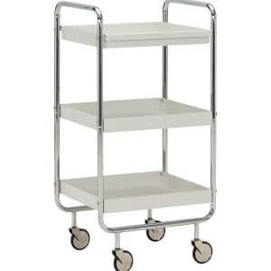 House Doctor - Trolley Roll 85cm Krom Råhvid Hylder Hjul Kompakt