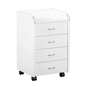 NORDIC LIVING COLLECTION Pronti hvid rullecontainer med et opbevaringsrum, 4 skuffer og 4 drejehjul