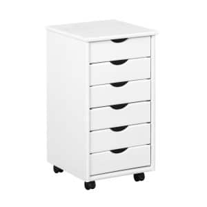 NORDIC LIVING COLLECTION Rullende container lavet af massivt fyrretræ i hvid med 6 skuffer